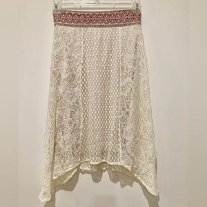 Flying Tomato Women Boho Lace Gypsy Handkerchief Asymmetrical Hem Skirt Size M